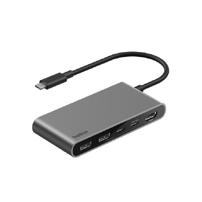 Belkin Connect 5-Port USB-C Hub with Dual USB-C Ports, 100W Power Delivery, 5Gbps Data, 4K@60Hz HDMI, 2x USB-A, 2x USB-C - Compact Multiport Adapter