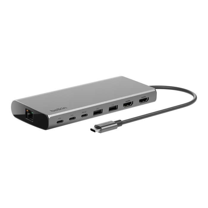 Belkin Connect Universal USB-C 8-in-1 Dual Display Core Hub with 100W Power Delivery, 10Gbps Data Transfer, USB-C & USB-A Ports - Space Grey