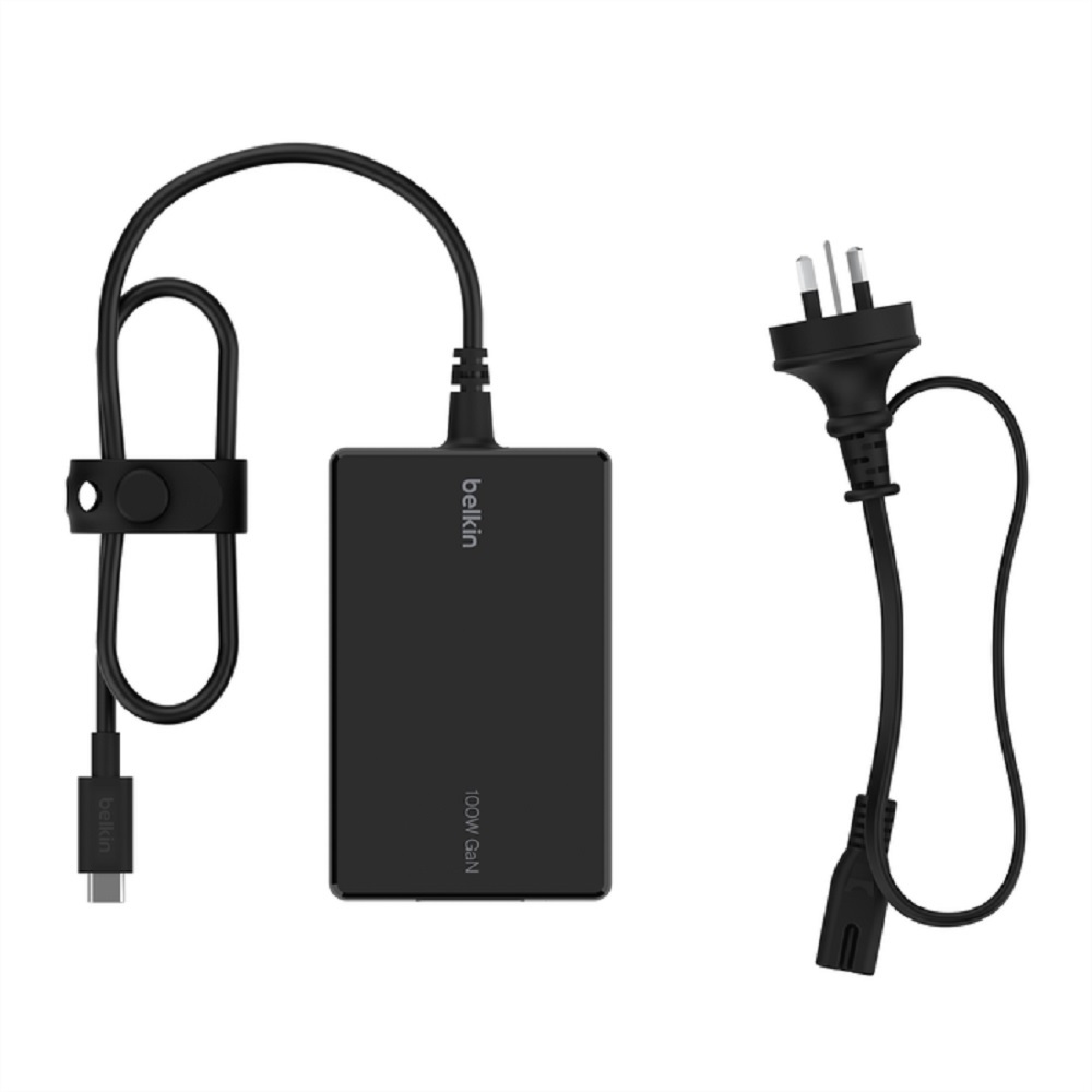 Belkin Connect USB-C Core 100W GaN Power Adapter with 1.5M USB-C Cable - Compact, Fast Charging, Portable Laptop Charger with 2-Year Warranty