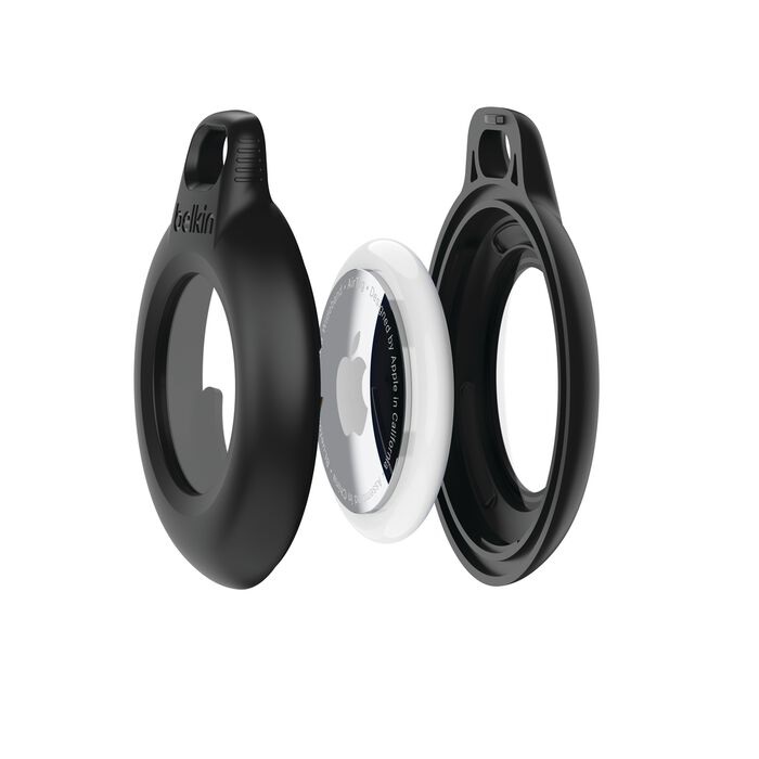 Belkin Waterproof Secure Holder with Key Ring for AirTag - IPX8 Rated, Twist-Lock Design, Pack of 2 - Black MSC014btBK