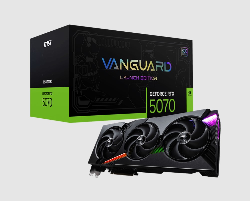 MSI GeForce RTX 5070 12G VANGUARD SOC 12GB GDDR7 PCIe Gen 5 Graphics Card with 2640 MHz Boost, 6144 CUDA Cores, HDMI 2.1b & Advanced Cooling