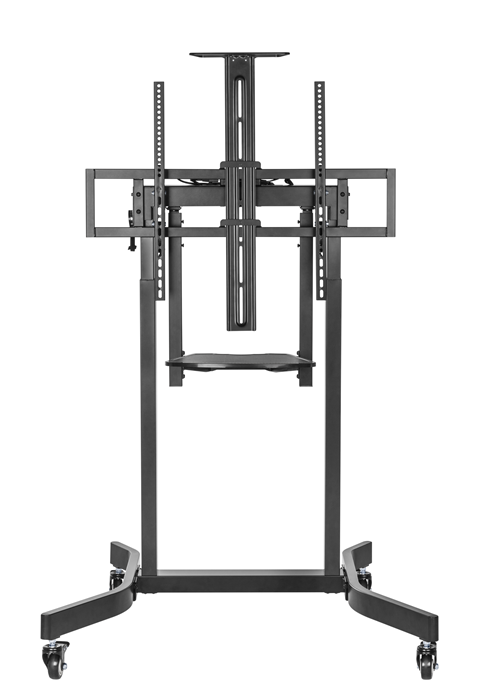 Brateck Deluxe Motorized Large TV Cart for 55-100 Inch TVs Up to 120kg with Tilt, Height Adjustable Equipment & Camera Shelves - Matte Black