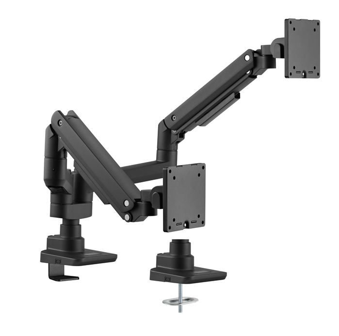 Brateck Fabulous Pole-Mounted Gas Spring Dual Monitor Arm for 17-35 inch Monitors, Supports up to 20kg per Screen, VESA 75x75/100x100, Fine Texture Black