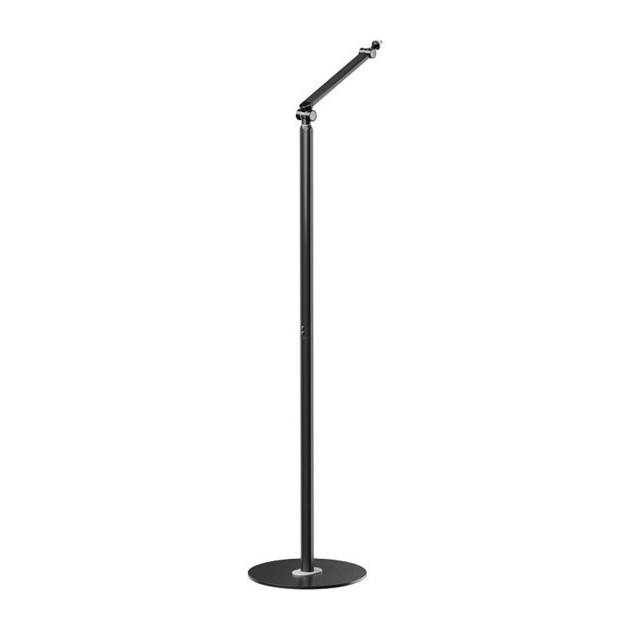 Brateck Flexible Swing-Arm Microphone Floor Stand - Adjustable Height 902-1597mm, 1kg Capacity, Black Steel Boom Arm with Cable Management