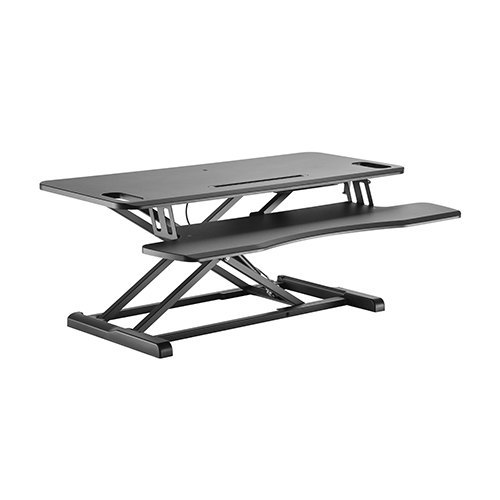 Brateck Gas Spring Sit Stand Desk Converter with Keyboard Tray Deck, 950x615x110~505mm Adjustable Height, MDF Board Surface
