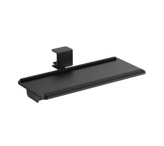 Brateck KBT11-01 Clamp-On Sit-Stand Keyboard Tray with Wrist Rest & Storage Drawer, Adjustable Tilt & Swivel, Heavy-Duty Steel, Matte Black