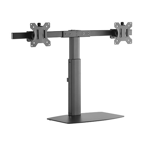 Brateck LDS-22T02 Dual Pneumatic Vertical Lift Monitor Stand for 17-27" Screens Up to 6kg - VESA 75x75 & 100x100, Tilt/Swivel/Rotate