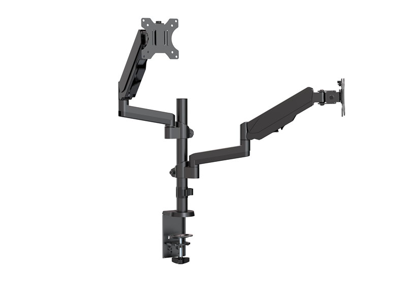 Brateck LDT16-C024 Dual Monitor Full Extension Gas Spring Arm - Fits 17"-32" Screens Up to 8kg Each, VESA 75x75/100x100, Adjustable Tilt/Swivel/Rotation
