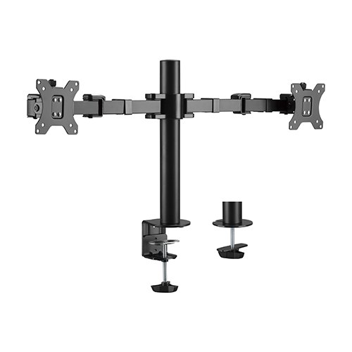 Brateck LDT33-C024 Dual Articulating Steel Monitor Arm for 17-32" Screens, Up to 9kg per Monitor, VESA 75x75/100x100, Adjustable Height & Tilt