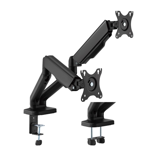 Brateck LDT46-C024E Spring-Assisted Dual Monitor Arm Fits 17-32 inch Screens Up to 9KG with VESA 75x75 & 100x100, Adjustable Tilt, Swivel & Rotation – Black