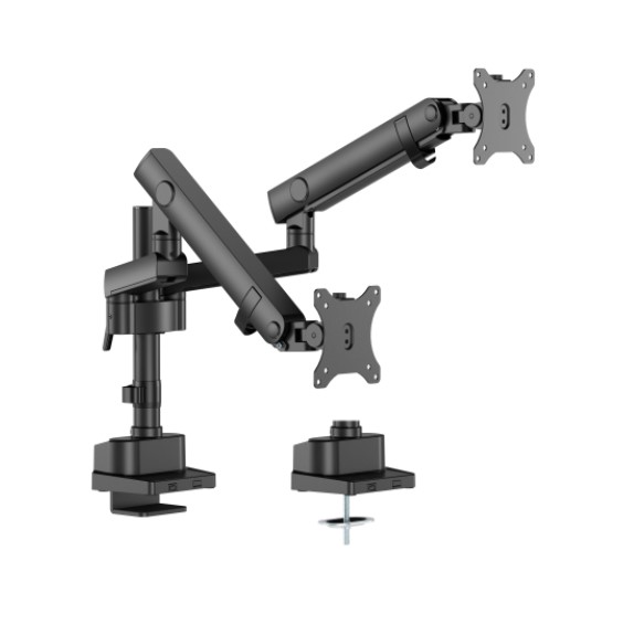 Brateck LDT84-C024P-B Dual Screen Pole-Mounted Heavy-Duty Mechanical Spring Monitor Arm - Fits 17-35 Inch Monitors, Black