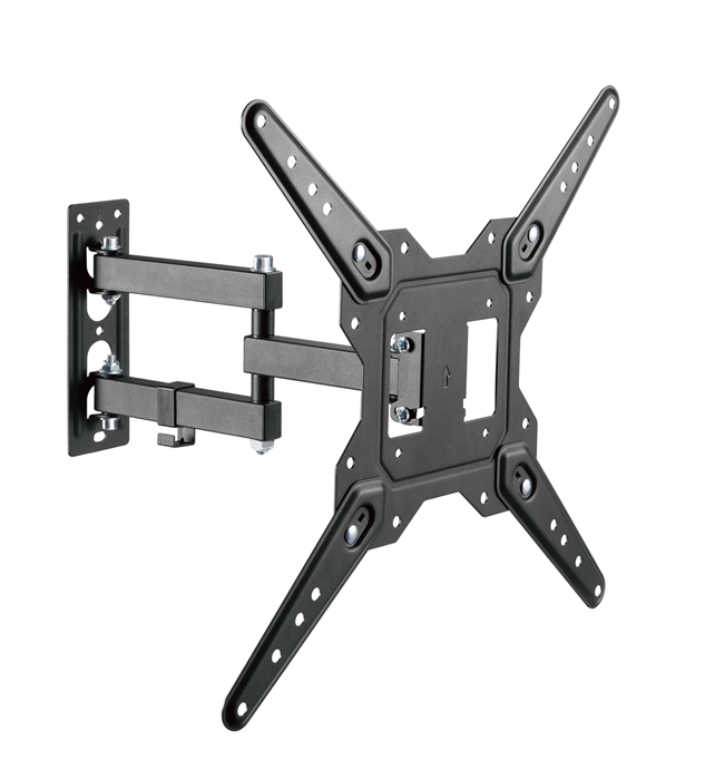 Brateck LPA68-443 Economical Full-Motion TV Wall Mount for 23"-55" TVs up to 30kg with Tilt +3°/-10° & 180° Swivel, Fine Texture Black