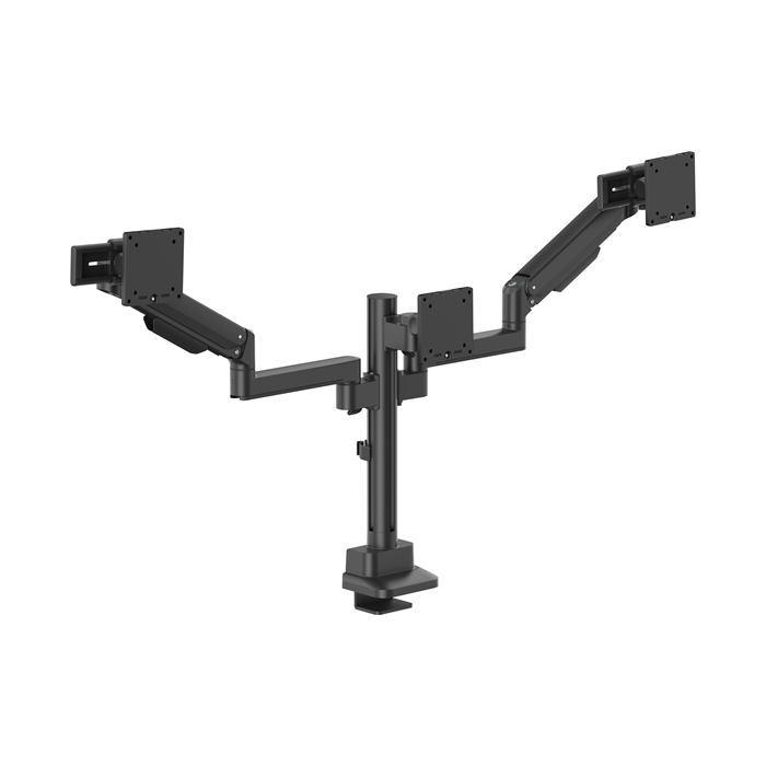 Brateck Modular Mechanical Spring Triple Monitor Arm with Sliders for 17"-27" Monitors, 11kg Capacity, VESA 75x75 & 100x100, Black
