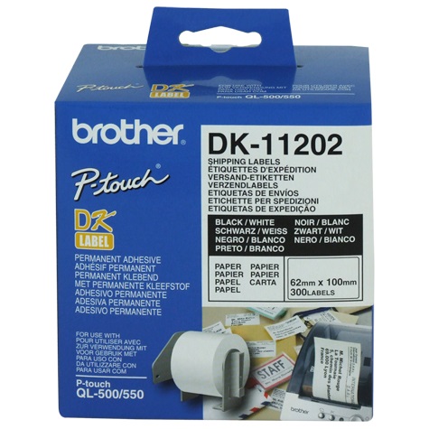 Brother DK-11202 Genuine Die-Cut White Shipping/Name Badge Labels 62mm x 100mm - 300 Labels per Roll