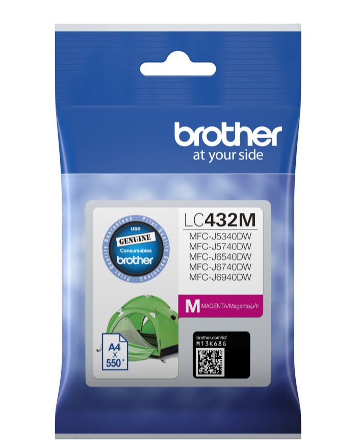 Brother LC-432M Genuine Magenta Ink Cartridge – Compatible with MFC-J5340DW, J5740DW, J6540DW, J6740DW, J6940DW Printers – Standard Yield 550 Pages
