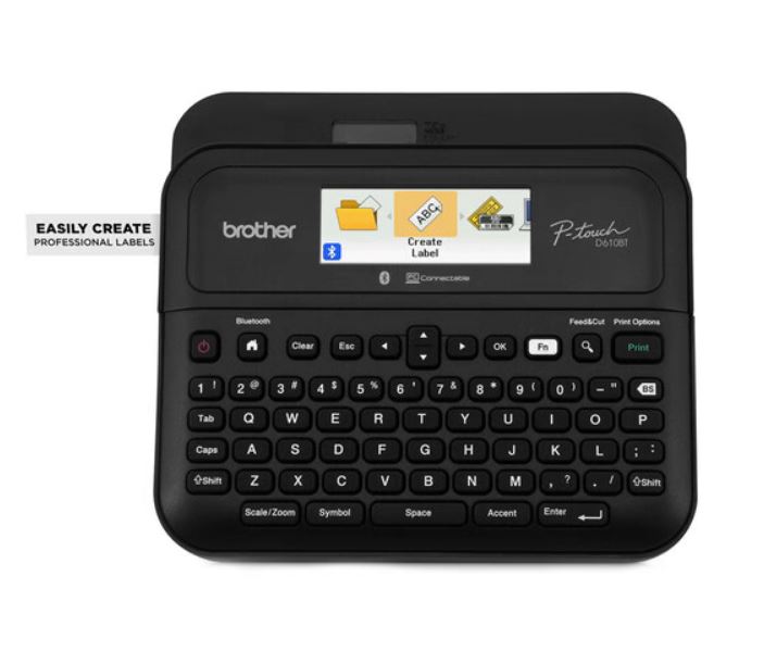 Brother PT-D610BT Desktop Label Printer with Bluetooth & USB, Colour Display, Supports 3.5-24mm TZe Laminated Tape