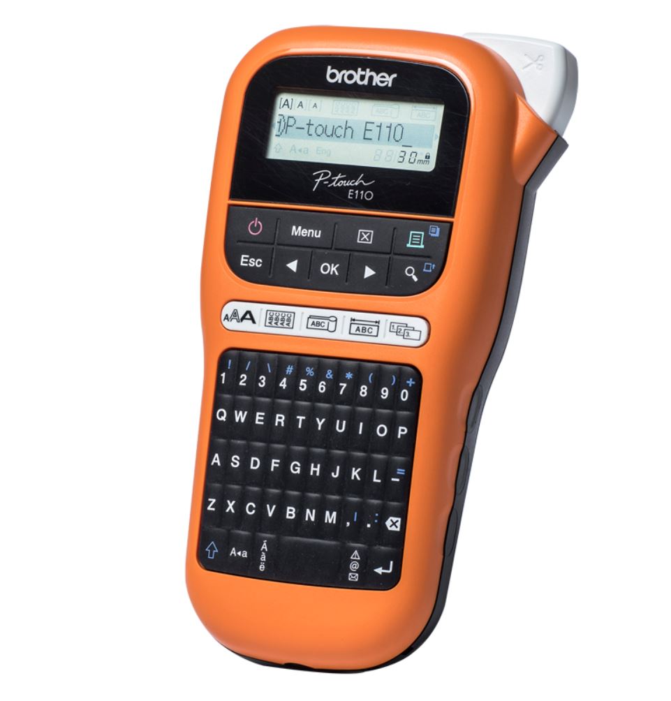 Brother PT-E110VP Portable P-Touch Labeller with Laminated TZe Tapes 3.5-12mm for Electricians & Tradesmen