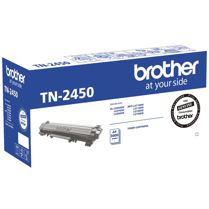 Brother TN-2450 Black High Yield Mono Laser Toner Cartridge - Up to 3,000 Pages for HL-L2350DW, L2375DW & MFC-L2710DW Series Printers