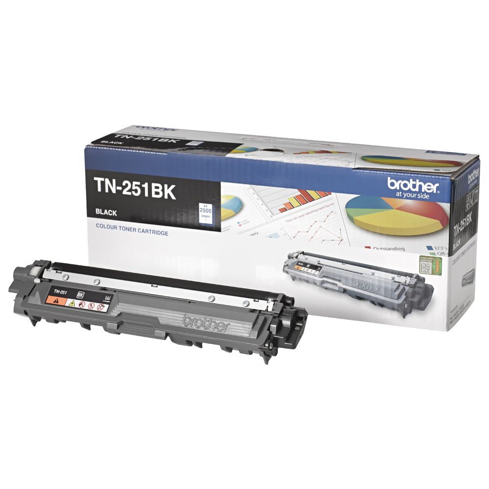 Brother TN-251BK Black Toner Cartridge - Standard Yield 2,500 Pages for HL-3150CDN/3170CDW/MFC-9140CDN/9330CDW/9335CDW/9340CDW/DCP-9015CDW