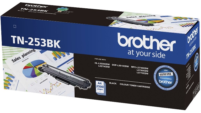 Brother TN-253BK Black Toner Cartridge – High Yield 2,500 Pages for HL-3230CDW/3270CDW/DCP-L3015CDW/MFC-L3745CDW/L3750CDW/L3770CDW Printers