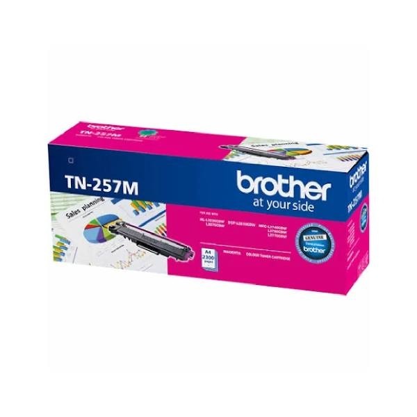 Brother TN-257M Magenta High Yield Toner Cartridge - 2,300 Page Yield Compatible with HL-L3230CDW, HL-L3270CDW, DCP-L3510CDW, MFC-L3745CDW Series