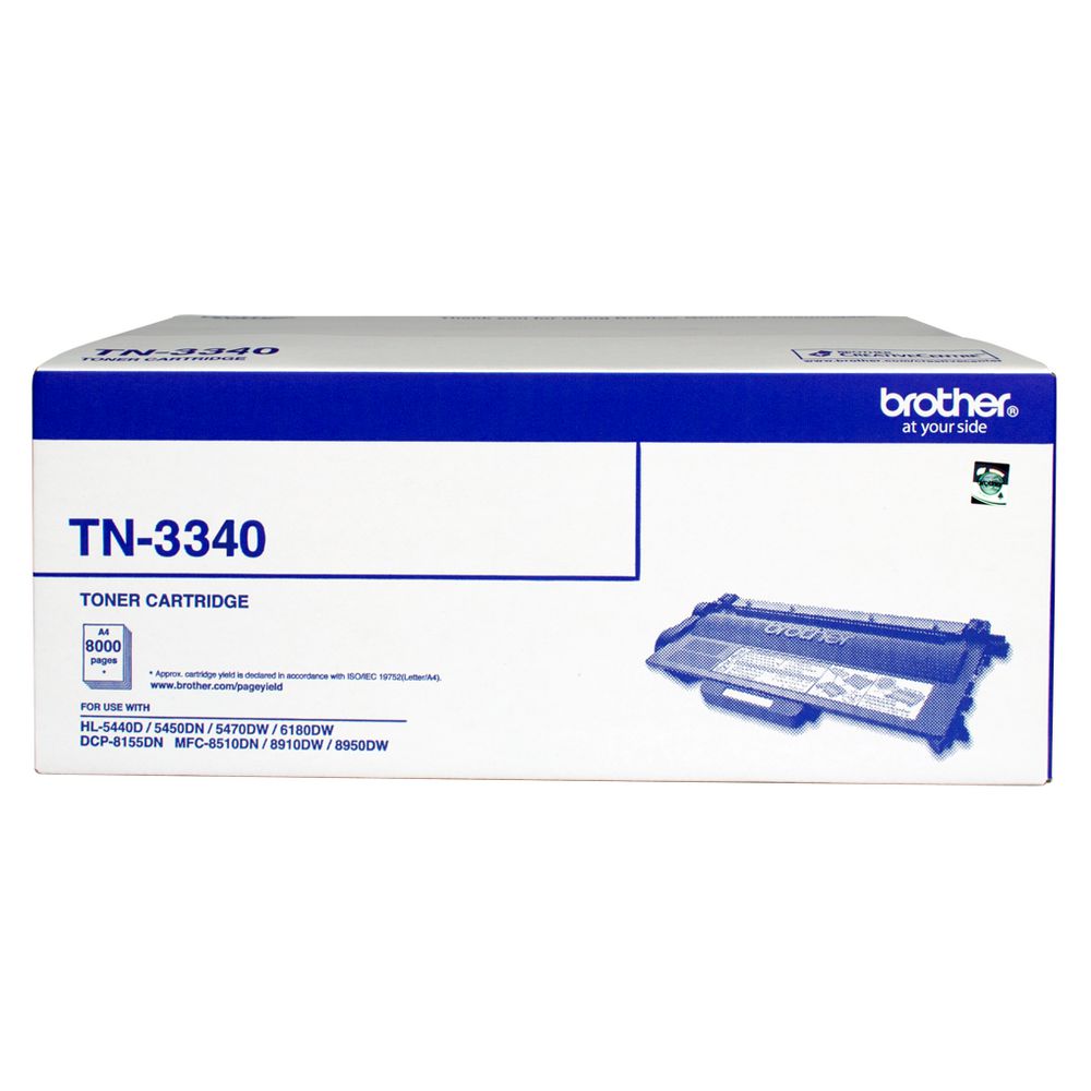 Brother TN-3340 High Yield Black Mono Laser Toner Cartridge – Up to 8000 Pages for HL-5440D/5450DN/5470DW/6180DW & MFC-8510DN/8910DW/8950DW & DCP-8155DN