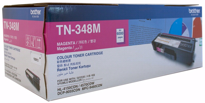 Brother TN-348M Genuine Magenta High Yield Laser Toner Cartridge - 6000 Pages for HL-4150CDN 4570CDW DCP-9055CDN MFC-9460CDN 9970CDW