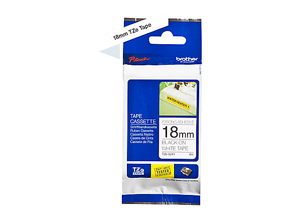 Brother TZe-S241 18mm x 8m Laminated Black on White Strong Adhesive Label Tape for P-touch Printers