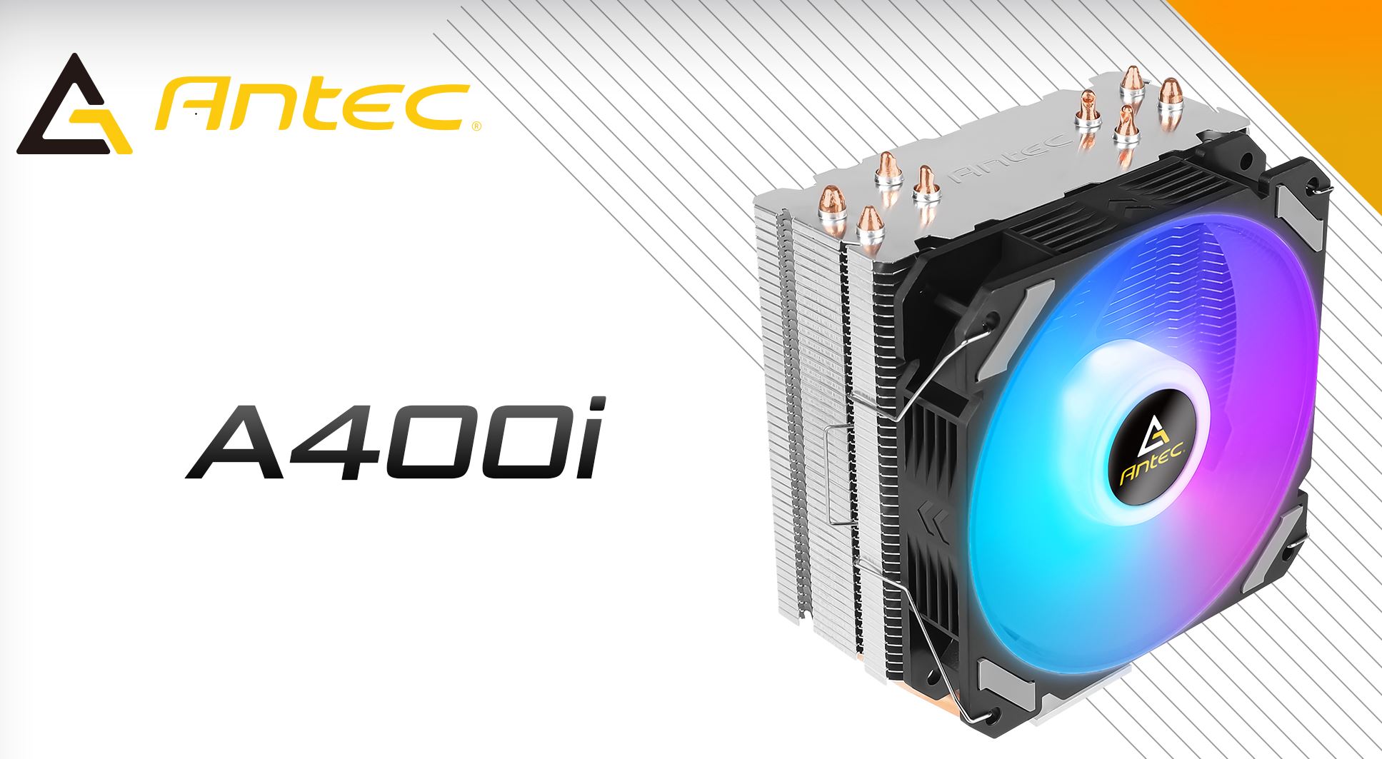 Antec A400i RGB 120mm PWM Fan CPU Air Cooler with 4 Direct-Touch Copper Heat Pipes, 72 CFM, Broad Intel & AMD Socket Support, 150W TDP