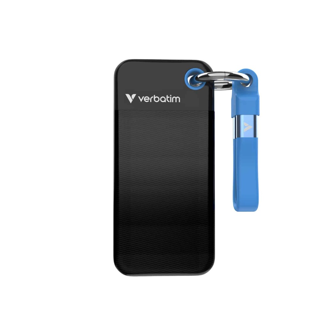 Verbatim 2TB Pocket SSD USB 3.2 Gen 2 – Ultra Lightweight Portable External SSD with Keyring & Cable Holder, Up to 1000MB/s Read/Write Speeds