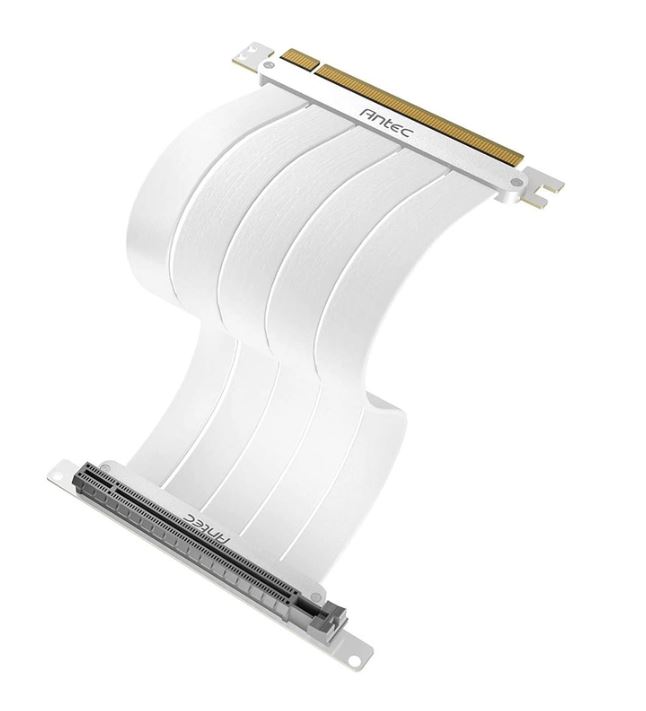 Antec PCIe 4.0 x16 Riser Cable 200mm White – High-Speed Gold-Plated Shielded Extension for RTX 4090 & Radeon 7900XT