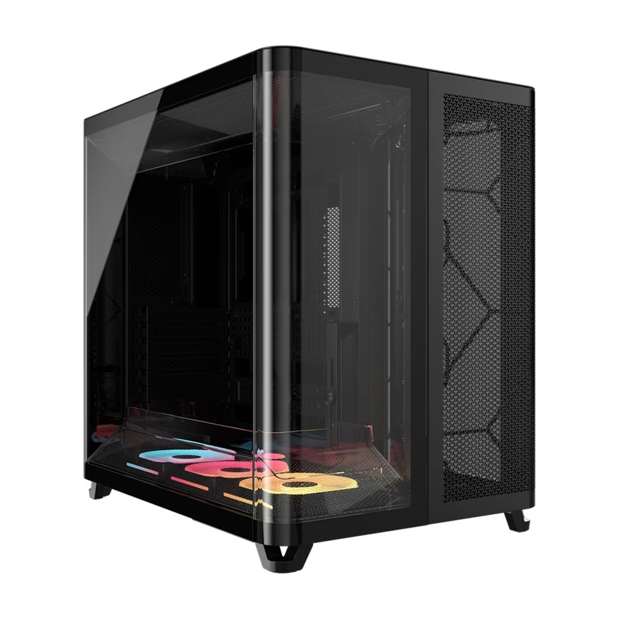Corsair AIR 5400 LX-R RGB iCUE LINK Triple Chamber Mid-Tower PC Case – Steel & Tempered Glass, ATX/E-ATX Support, 360mm Radiator, USB-C, Black