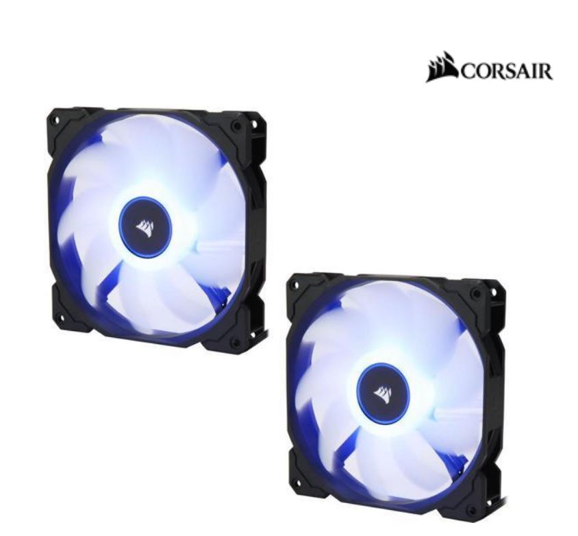 Corsair Air Flow AF140 Blue LED 140mm Case Fan Dual Pack – Low Noise Hydraulic Bearing, 1.43mm H2O Static Pressure, 62 CFM Airflow