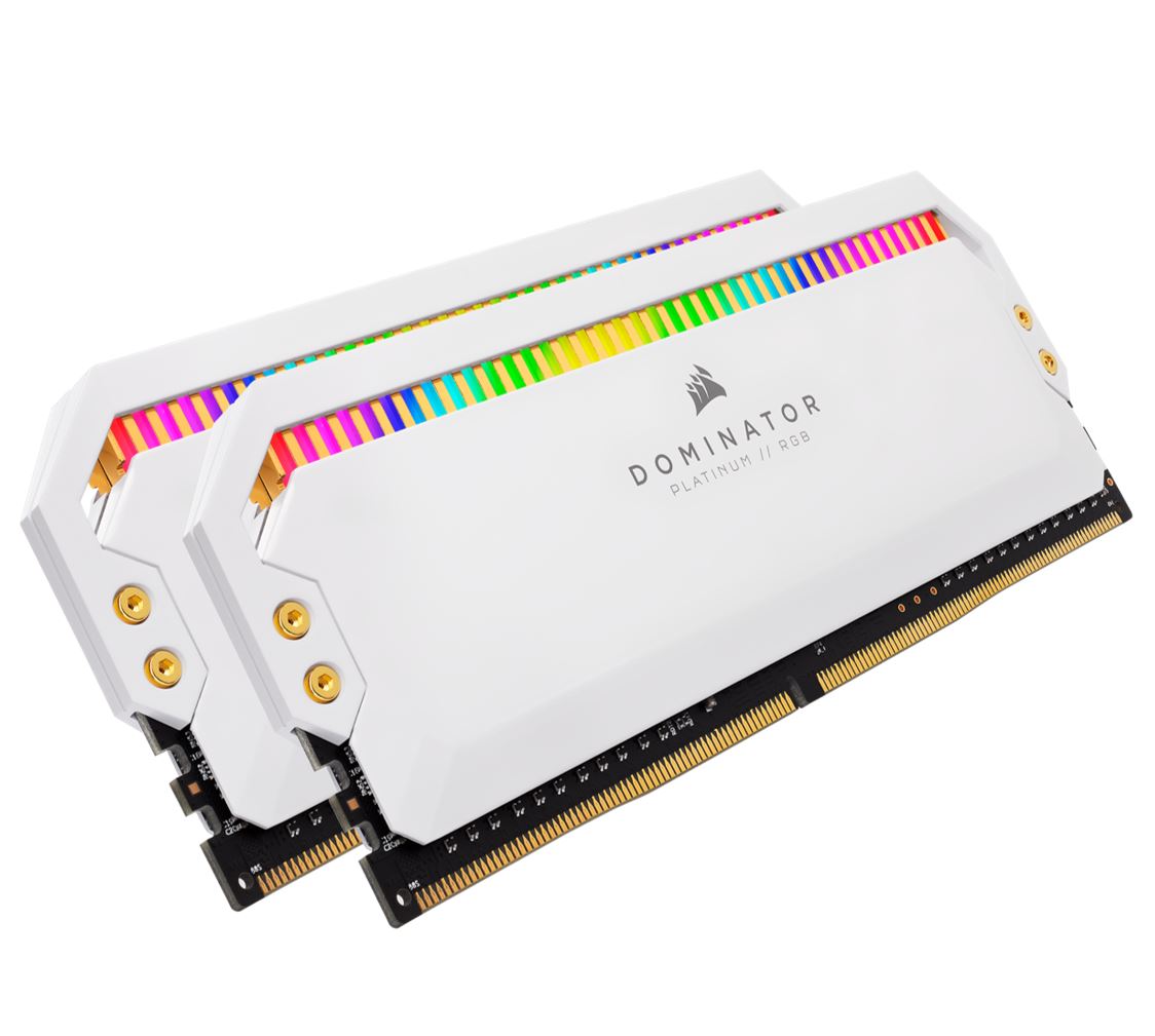 Corsair Dominator Platinum RGB 16GB (2x8GB) DDR4 3600MHz C18 1.35V UDIMM Desktop Gaming Memory with White Aluminum Heatspreaders & CAPELLIX RGB LEDs