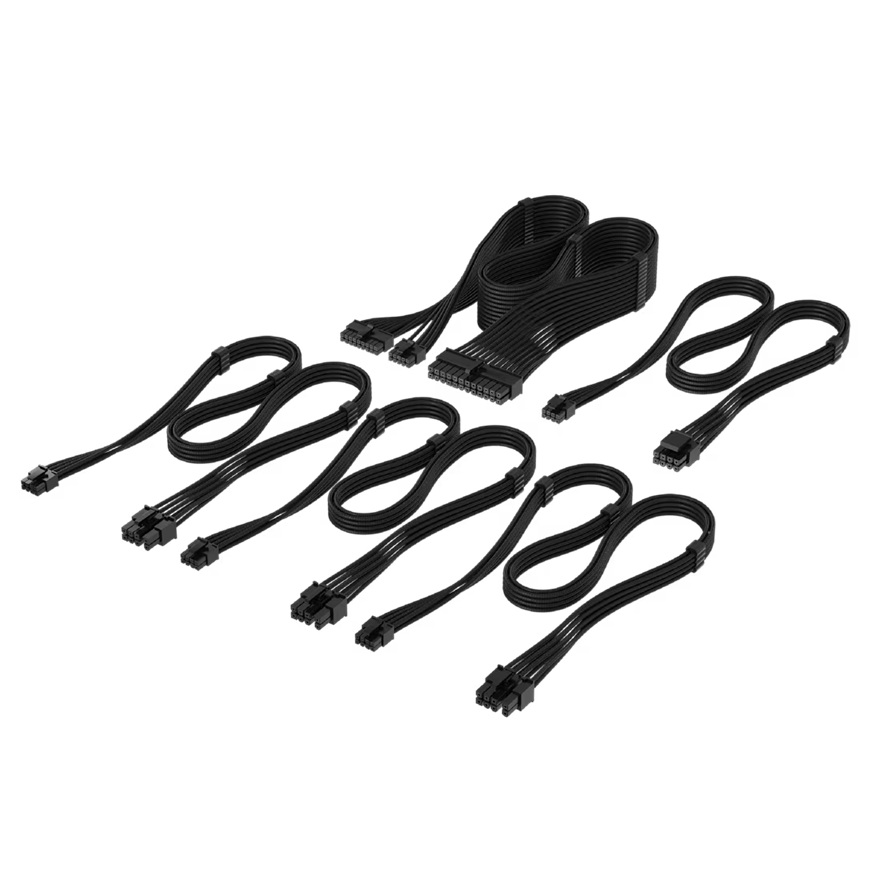 Corsair Elite Premium Individually Sleeved Type-4 PSU Cables Starter Kit - Black, Modular Triple-Layer Paracord Sleeving