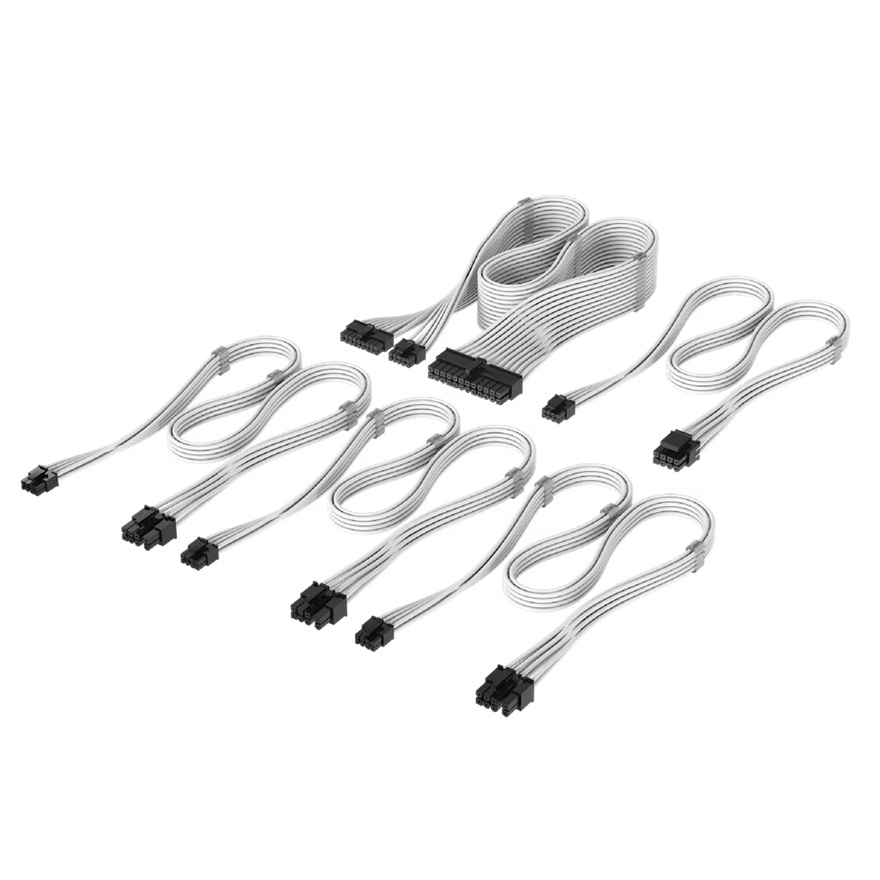 Corsair Elite Premium Individually Sleeved Type-4 PSU Cables Starter Kit White - Modular Cable Set for Corsair PSUs