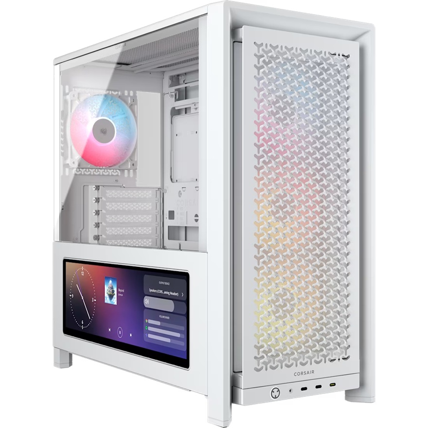 Corsair FRAME 4000D LCD RS ARGB Premium Mid-Tower PC Case White, ATX/mATX/ITX/E-ATX, 430mm GPU, 360mm Radiator Support