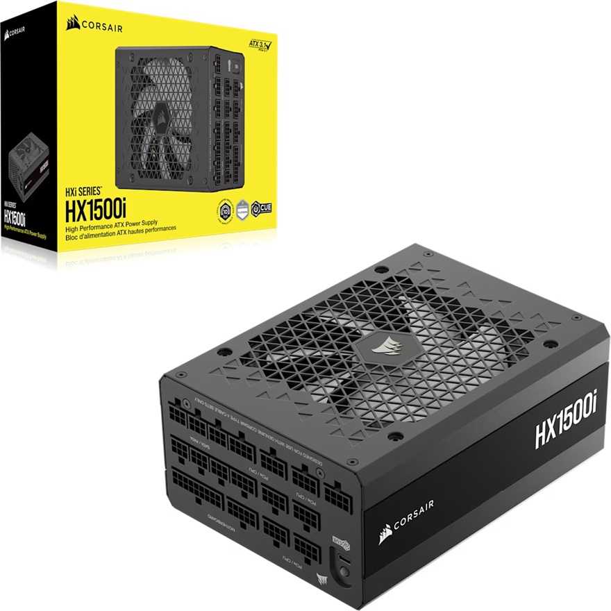 Corsair HX1500i 1500W Fully Modular Platinum ATX 3.1 Power Supply with Ultra-Low Noise, PCIe 5.1, Dual 12V-2x6 GPU Cables & Type 4 Cable
