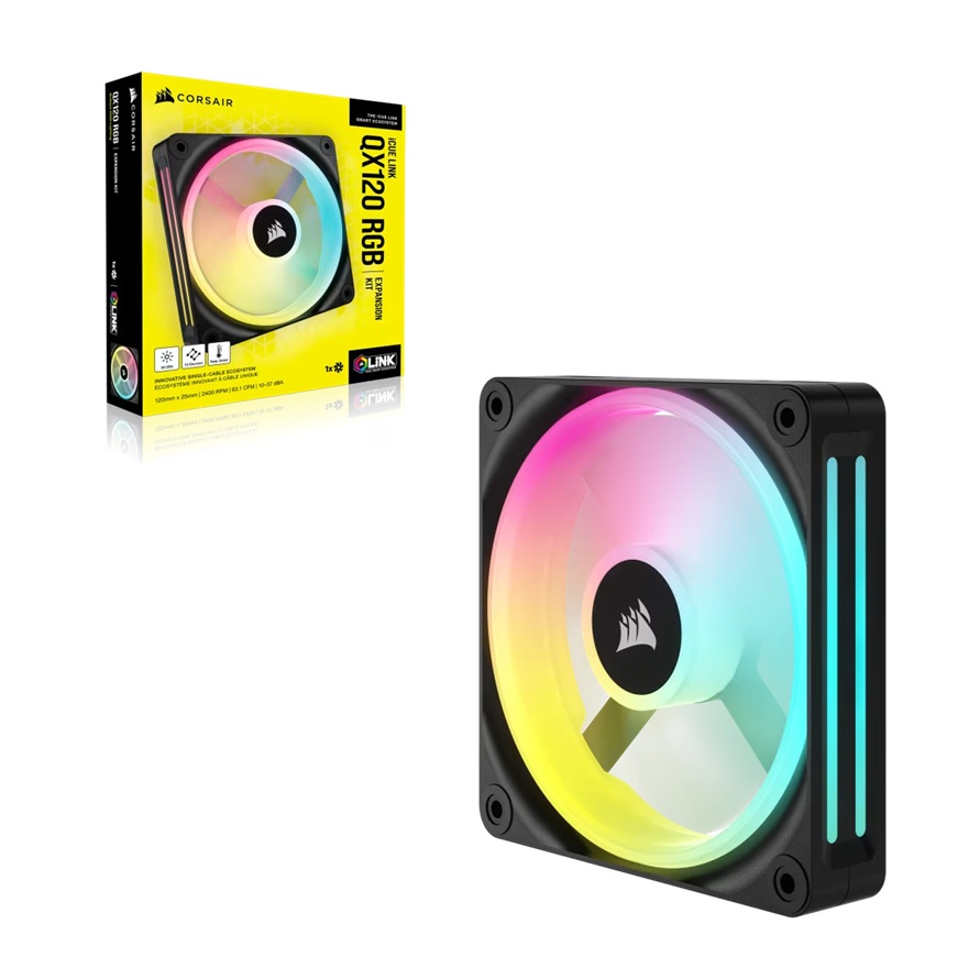 Corsair iCUE LINK QX120 RGB 120mm PWM Magnetic Dome PC Fan Expansion Kit with 34 RGB LEDs & PWM Control