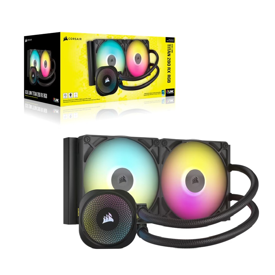 Corsair iCUE LINK TITAN 280 RX RGB AIO Liquid CPU Cooler – 280mm Aluminum Radiator, Copper Cold Plate, RGB Lighting, Intel & AMD Compatible