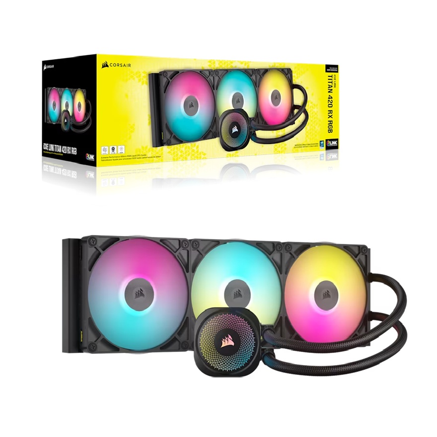 Corsair iCUE LINK TITAN 420 RX RGB AIO Liquid CPU Cooler with 420mm Aluminum Radiator, Triple 140mm RGB Fans, Copper Cold Plate, Intel LGA 1851/1700 & AMD AM5/AM4 Support