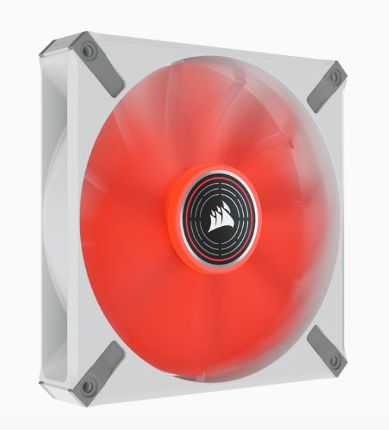 Corsair ML140 LED ELITE White Frame 140mm PWM Magnetic Levitation Fan with Red LEDs & AirGuide Technology - High Static Pressure, Low Noise