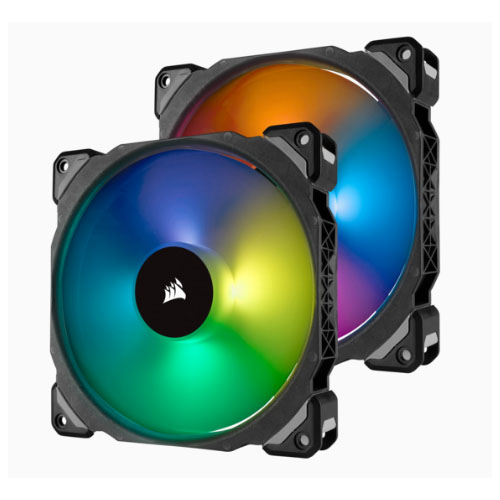 Corsair ML140 PRO RGB 140mm PWM Magnetic Levitation Fan Twin Pack with Lighting Node PRO - Premium Quiet Cooling & Vivid RGB
