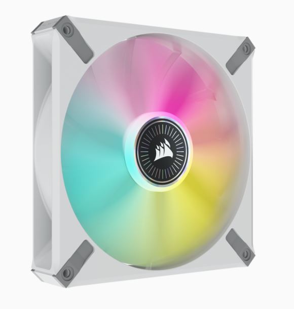 Corsair ML140 RGB ELITE White 140mm PWM Magnetic Levitation Fan with AirGuide Technology, RGB Lighting, and iCUE Compatibility - Single Pack