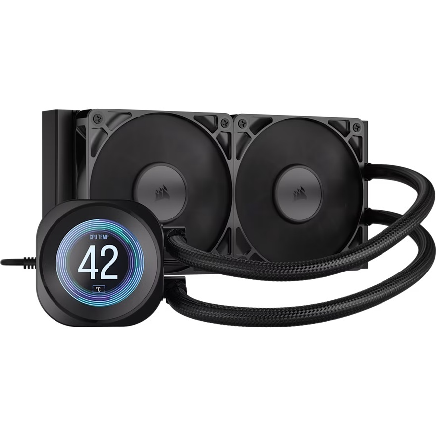 Corsair NAUTILUS 240 RS LCD Liquid CPU Cooler - 240mm Radiator, IPS LCD Pump, 2x RS120 PWM Fans, AM5/LGA1851 Compatible, Copper Cold Plate