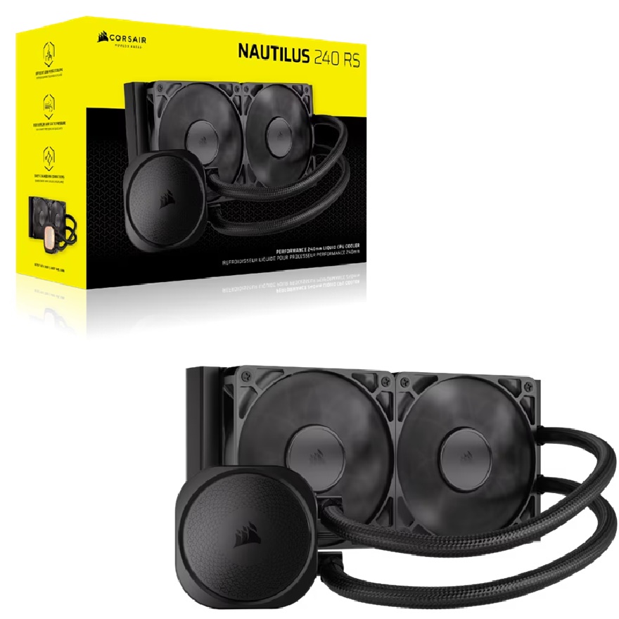 Corsair NAUTILUS 240 RS Liquid CPU Cooler with 240mm Aluminum Radiator, Copper Cold Plate, 2x RS120 PWM Fans, 2100 RPM, Compatible with Intel LGA 1851/1700 and AMD AM5/AM4