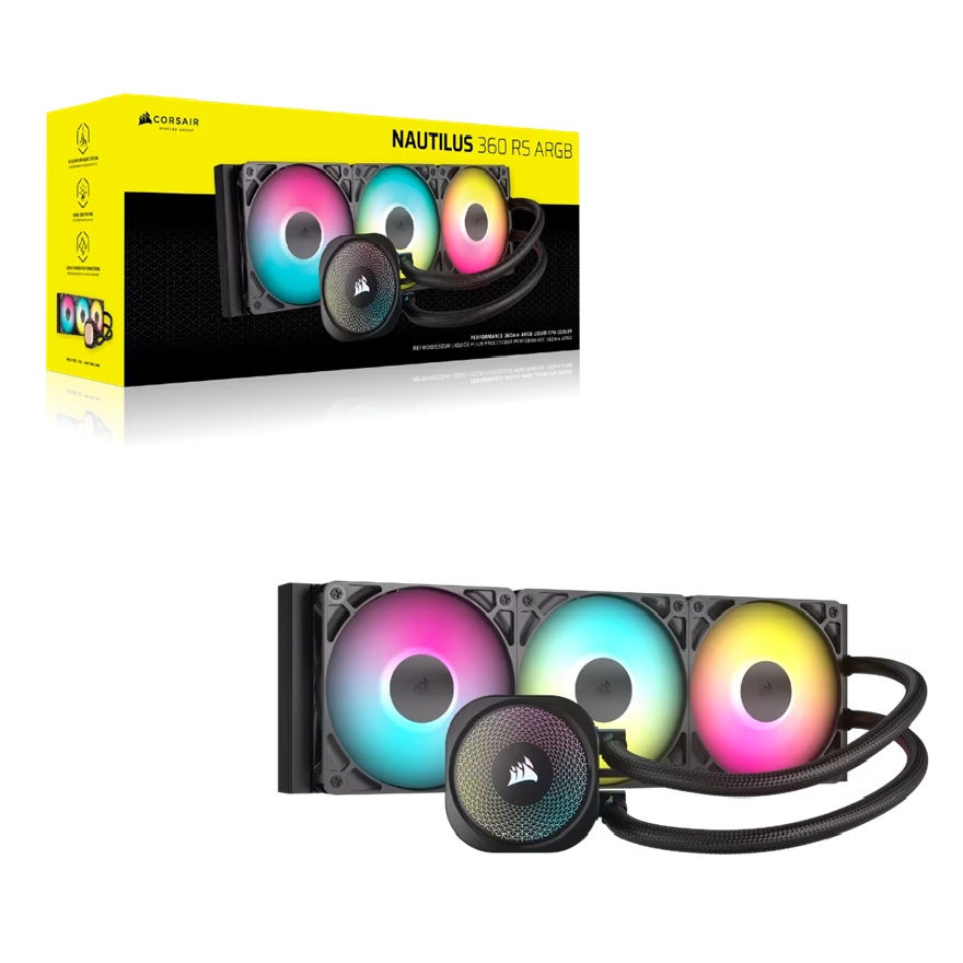 Corsair NAUTILUS 360 RS ARGB Liquid CPU Cooler 360mm Radiator, Copper Cold Plate, PWM Fan Control, Compatible with Intel LGA 1851/1700 & AMD AM5/AM4