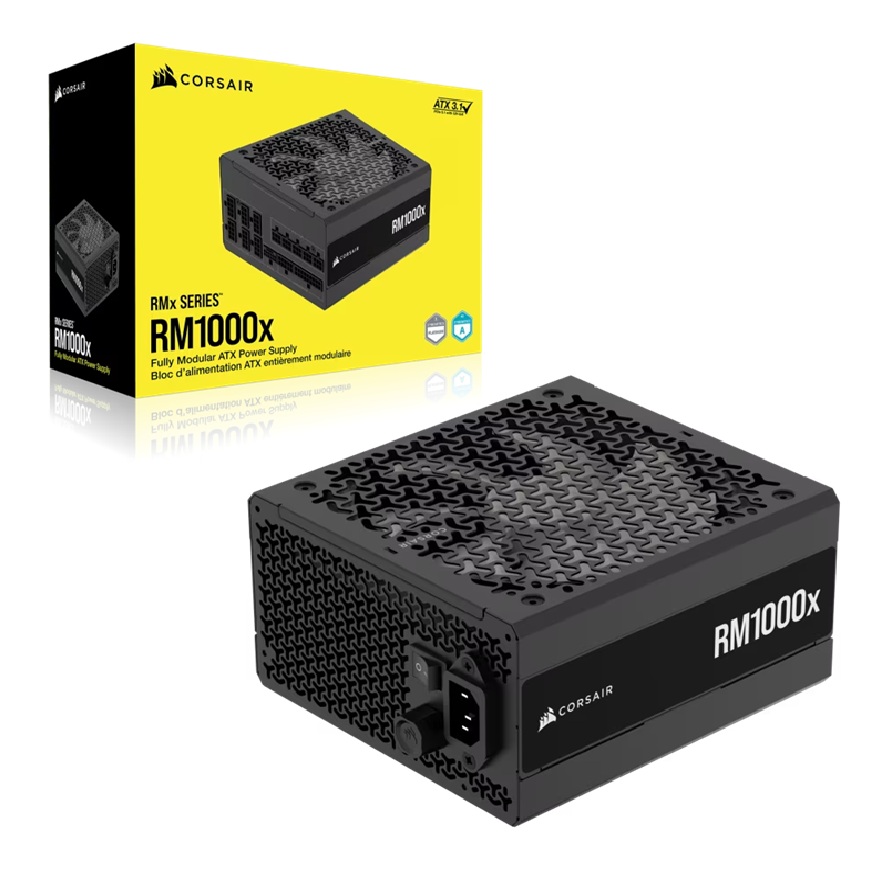 Corsair RMx Series RM1000x 1000W Fully Modular PSU | 80+ Gold, ATX 3.1, Zero RPM Fan, 4 PCIe, 12 SATA Connectors