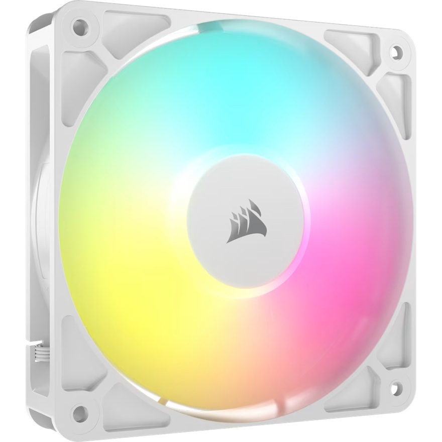 Corsair RS120 ARGB 120mm PWM Fan Single Pack White - 72.8 CFM, 2100 RPM, Magnetic Dome Bearing, RGB Lighting, Static Pressure Cooling