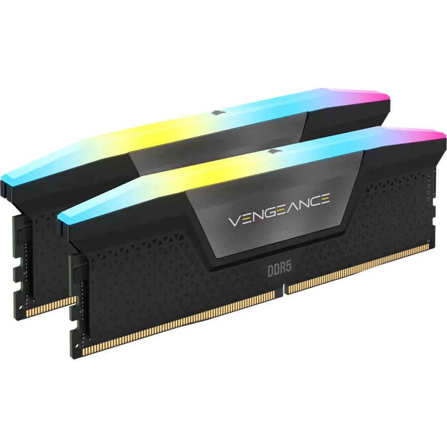 Corsair VENGEANCE RGB 128GB (2x64GB) DDR5 6000MHz CL40-50-50-96 1.35V Intel XMP 3.0 Performance Memory Kit - Black